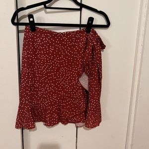 Red and white polka dot tie skirt